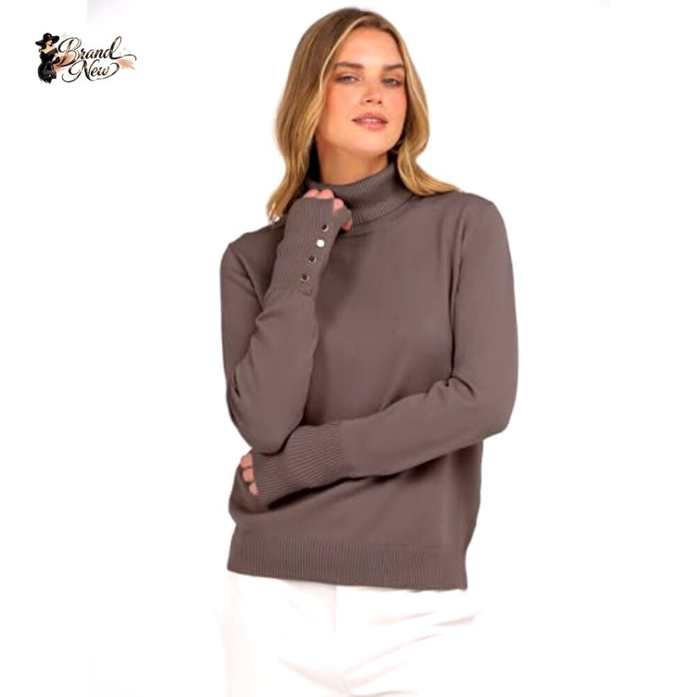 Turtleneck Sweater Pullover With Button Cuffs, So… - image 2